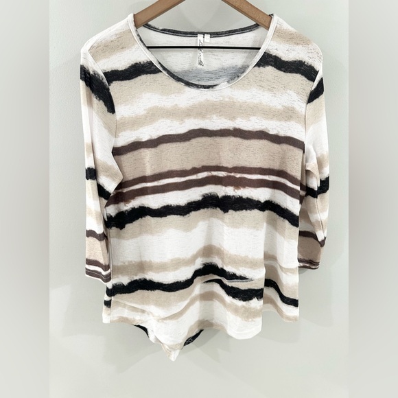 Lulu-B Abstract Stripe Dye Print Tunic Tan Brown Size Medium - Picture 3 of 5